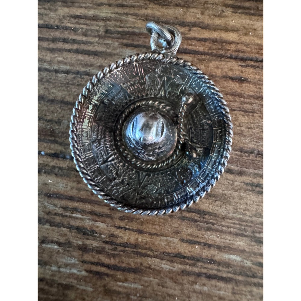 Vintage Mexico 925 Sterling Silver Sombrero Hat Charm Pendant 0.75 Inch